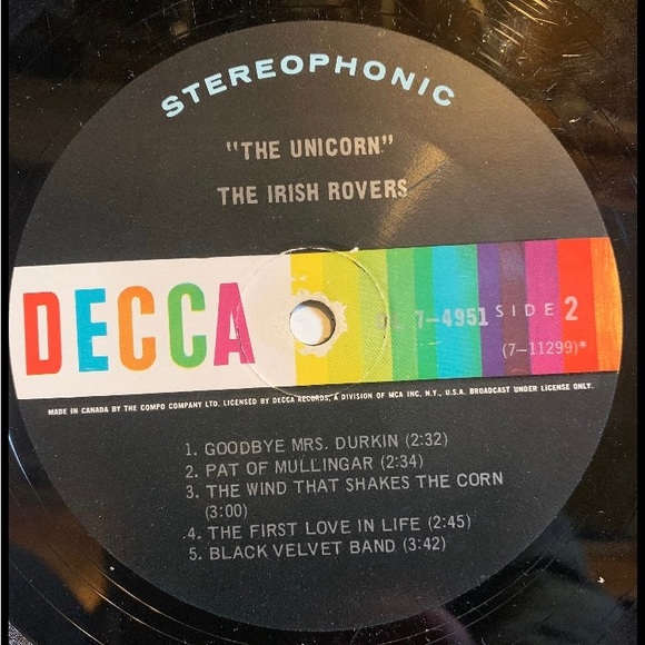 The Irish Rovers. Vinyl Record album lp.•The Unicorn. Vintage 1960s music - Picture 4 of 4